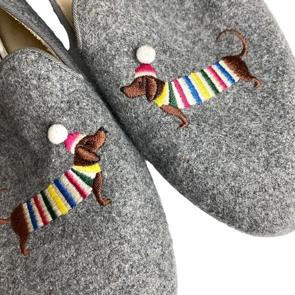 Talbots Flats Women's Dog Shoes Dachshund Ryan Loafer Grey Winter Wool Style 8M - Picture 9 of 11